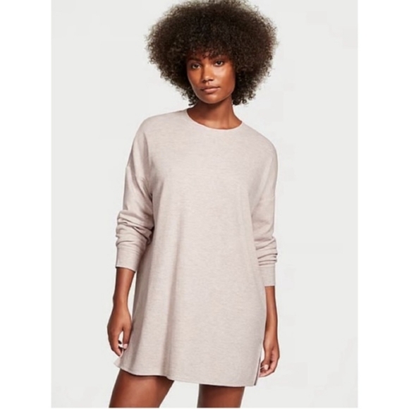 Victoria’s Secret Waffle Sleep Shirt L Oatmeal - Picture 2 of 5